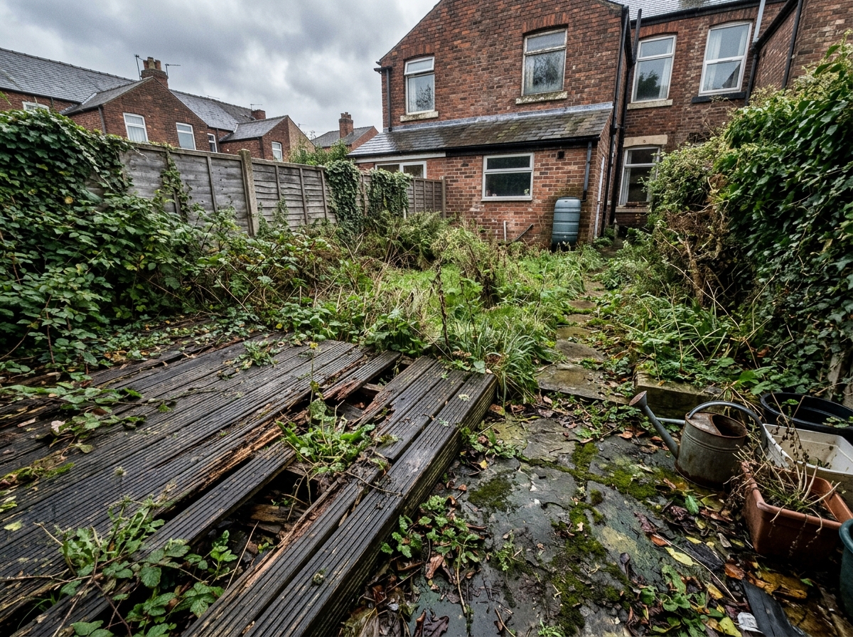 Timber Decking & Garden Restoration before